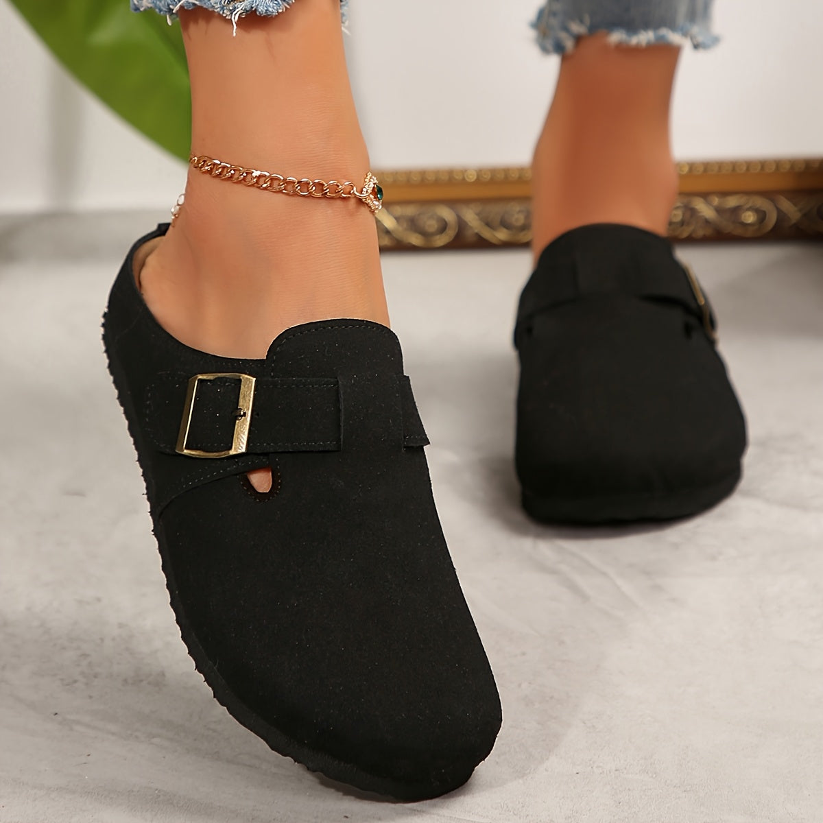 Women's Slip-On Round-Toe Flats Synthetic Upper Non-Slip Sole All-Season