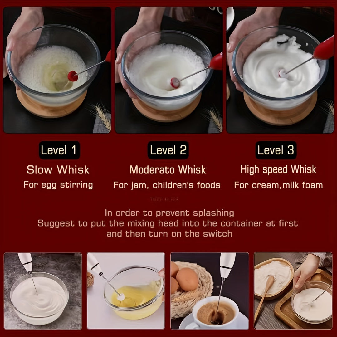 USB Rechargeable Handheld Foam Maker for Coffee, Milkshakes, and More