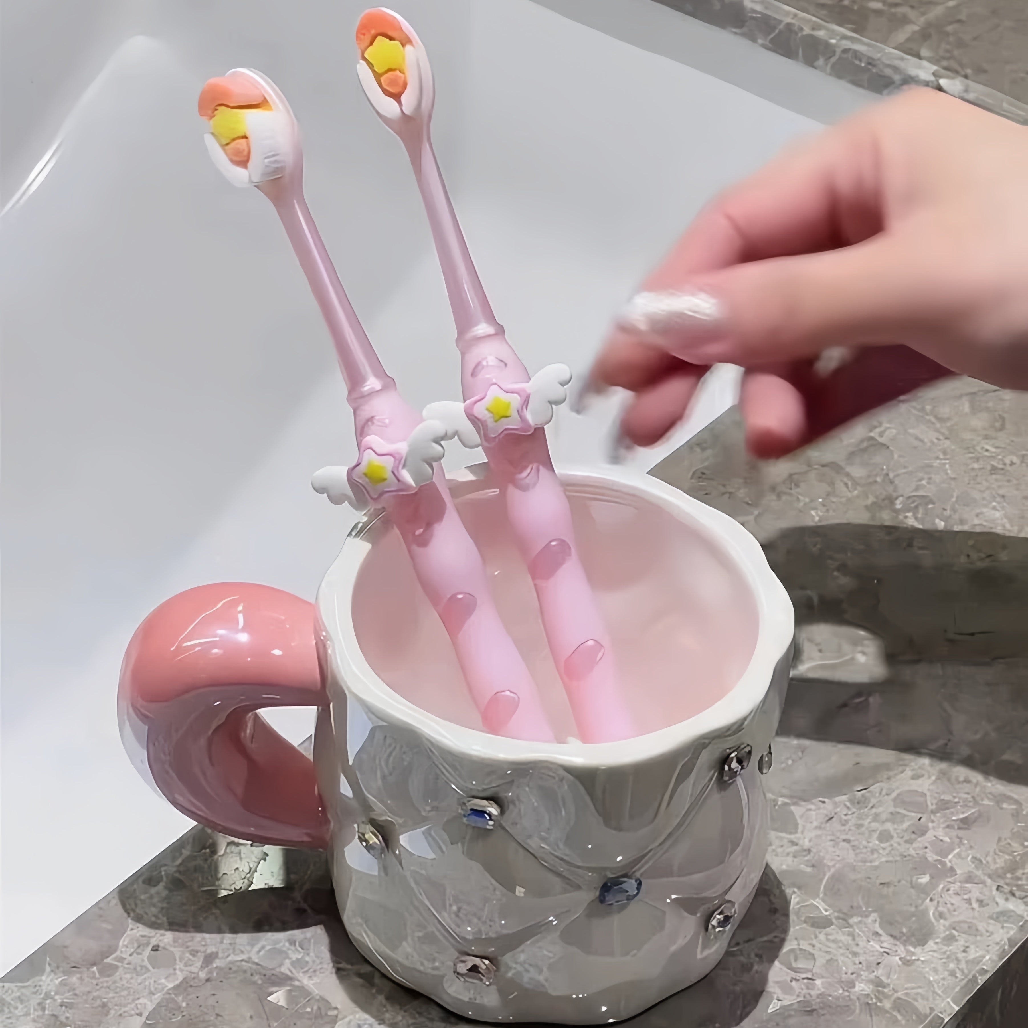 Adult Women Soft Bristle Toothbrush Wide Head Non-Slip Handle