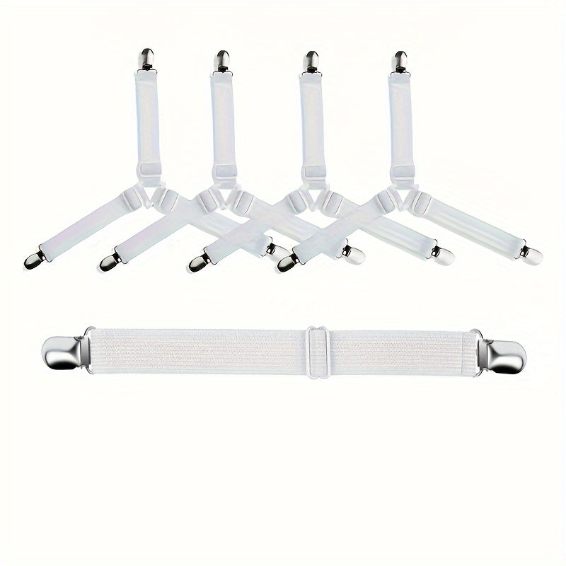 Sheet Holding Straps Set 5 Pieces Fitted Sheet Clips Elastic Corner Holders