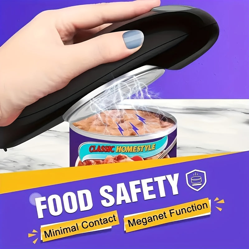 Moda bilan mos keladigan elektr bankochka ochgich, yonidan kesish dizayni bilan, keksa odamlar uchun xavfsiz chetlar. Barcha banko o'lchamlari uchun mos, batareyali va portativ.