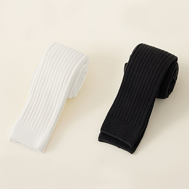 2-Pack Bolalar Uchun Paxta Aralashmasidan Yasalgan O'rta Bo'yli Legginglar - Bir Rangli, Cho'ziluvchan, Havo O'tkazuvchi, Har Mavsumga Mos Tights 12 Yoshgacha - Faqat Qo'l Yuvish