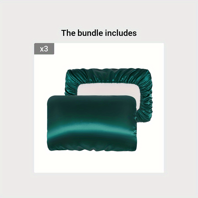 Fundas de almohada de satén transpirable con cordón elástico para un sueño cómodo, juego de dos