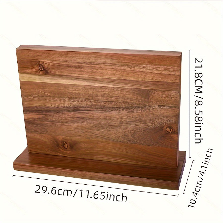 Solid Walnut Magnetic Knife Block Kitchen Utensil Holder Food Safe Elegant Decor