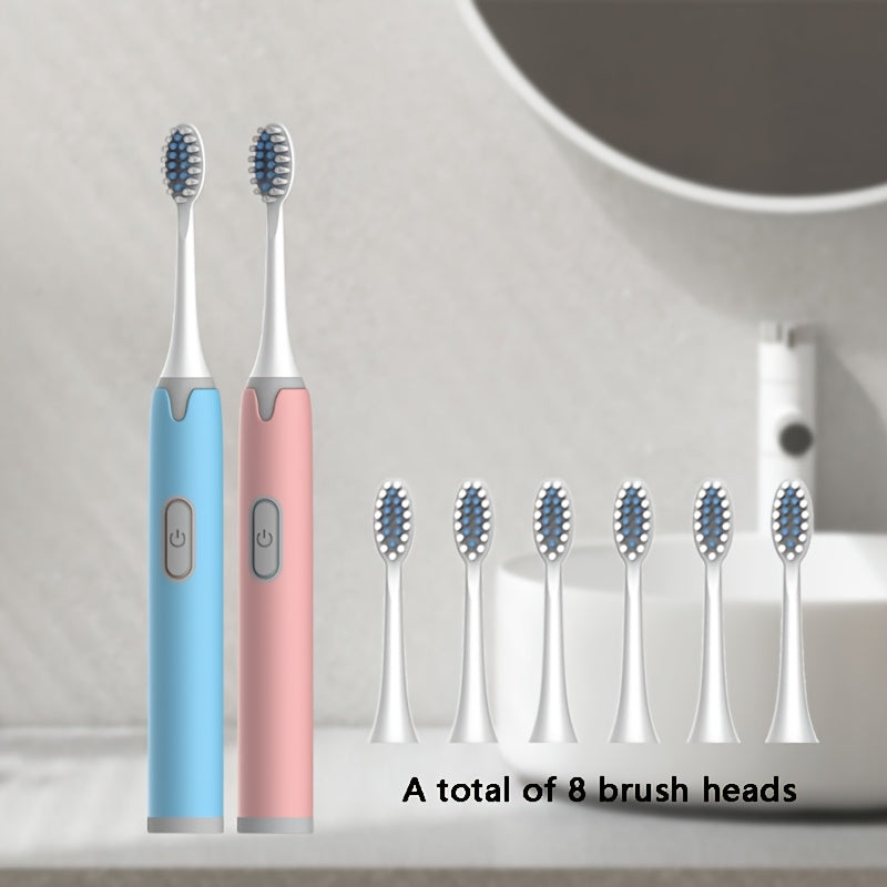 Set de cepillos de dientes eléctricos para parejas, cabezal ultramicro suave, IPX7, alimentado por batería