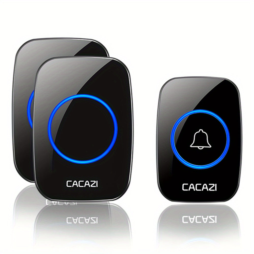 Wireless Doorbell Set with 2 Plug-in Receivers 304.8m Range 60 Melodies Volume Control EU Plug