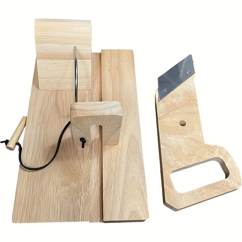 Manual Oak Wood Fruit and Vegetable Chopper with Stainless Steel Ham Slicer