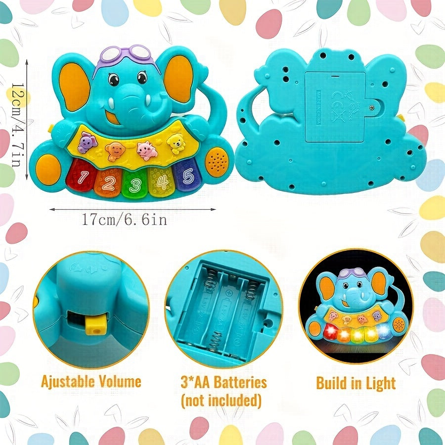 Elephant-Themed Kids Piano Toy Musical Keyboard for Children 18 Months Plus Blue Yellow