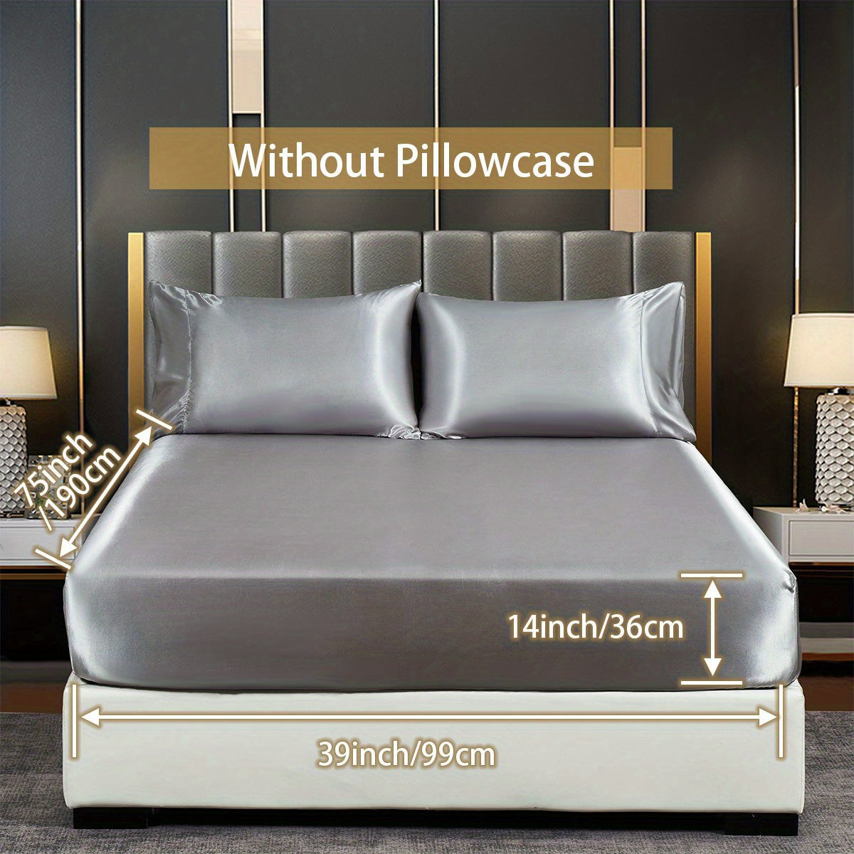 Satin Solid Color Fitted Sheet Luxuriously Soft Bedding for Bedroom and Guest Room