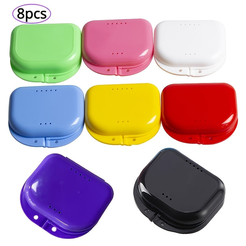 Odor-Free 6/8 Denture Case with Ventilation Holes for Clear Aligners and Night Guards in Black White Yellow Light Purple
