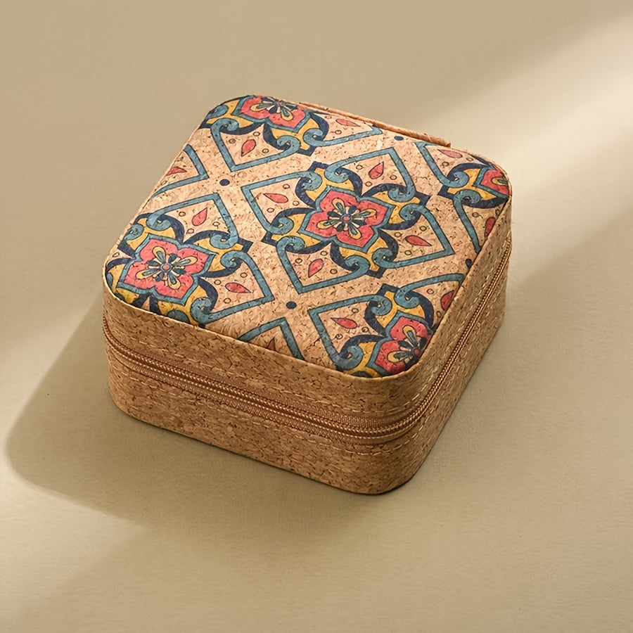 Gulzorli mini zargarlik qutisi, soxta charm bilan sayohat qutisi, uzuklar, soatlar, aksessuarlar uchun