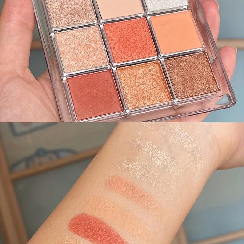 Transparent Eyeshadow Palette with Nine Colors Matte Shimmery Pink Silver