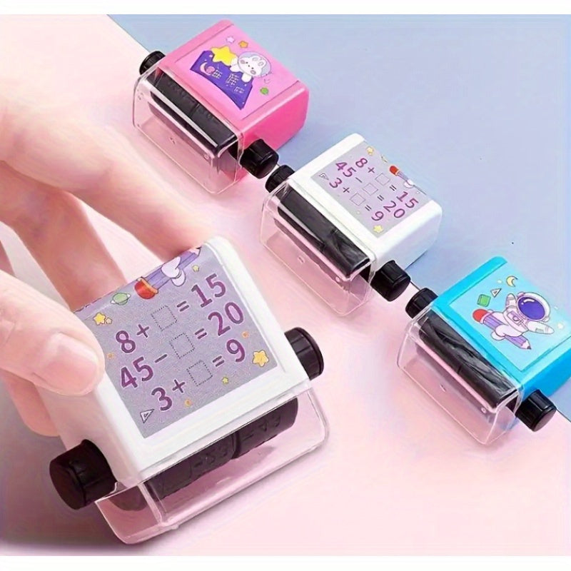Elementary School Math Rolling Stamp Set for Addition and Subtraction Practice Plastic Educational Toy