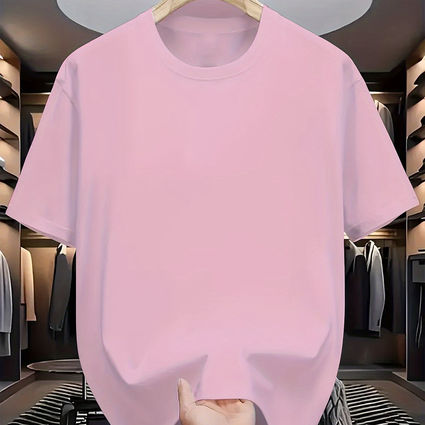 Camiseta de color sólido para adultos con cuello redondo y manga corta, mezcla de poliéster, para todas las estaciones, casual