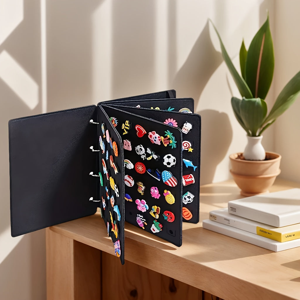 Shoe Buckle Organizer Book Shape with 120 Holes for Shoe Charms Storage