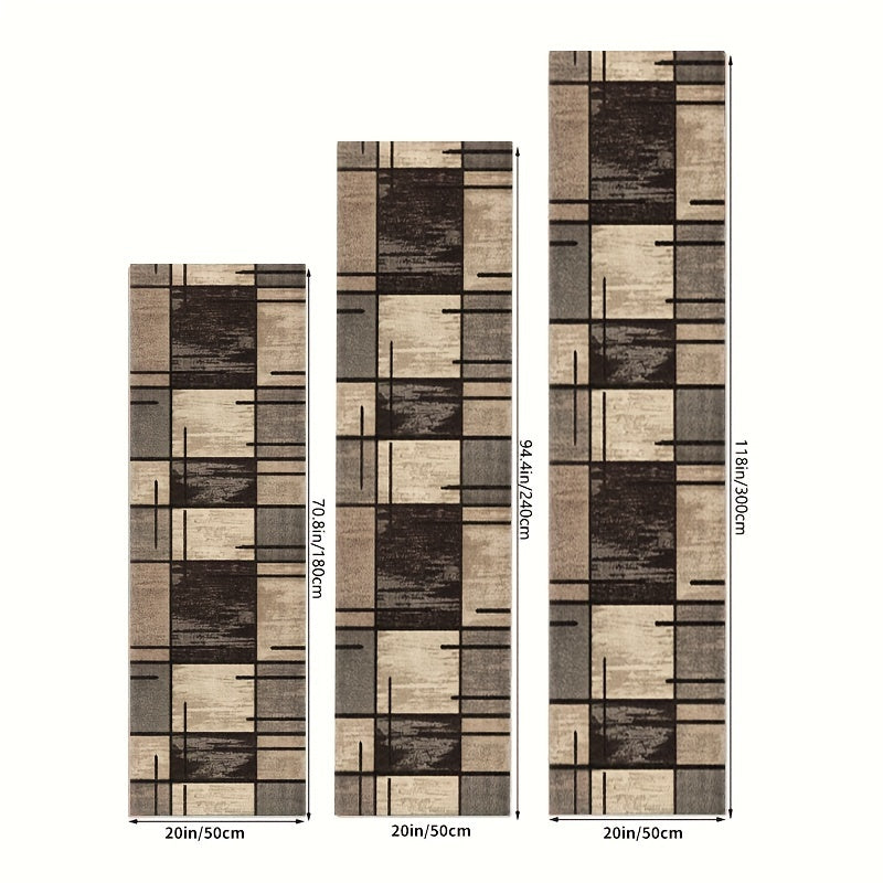 Geometric Non-Slip Waterproof Rug for Hallway Foyer or Bedroom