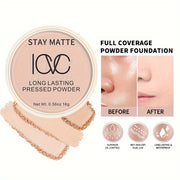 Women Waterproof Oil-Control Setting Powder Compact Brightens Skin