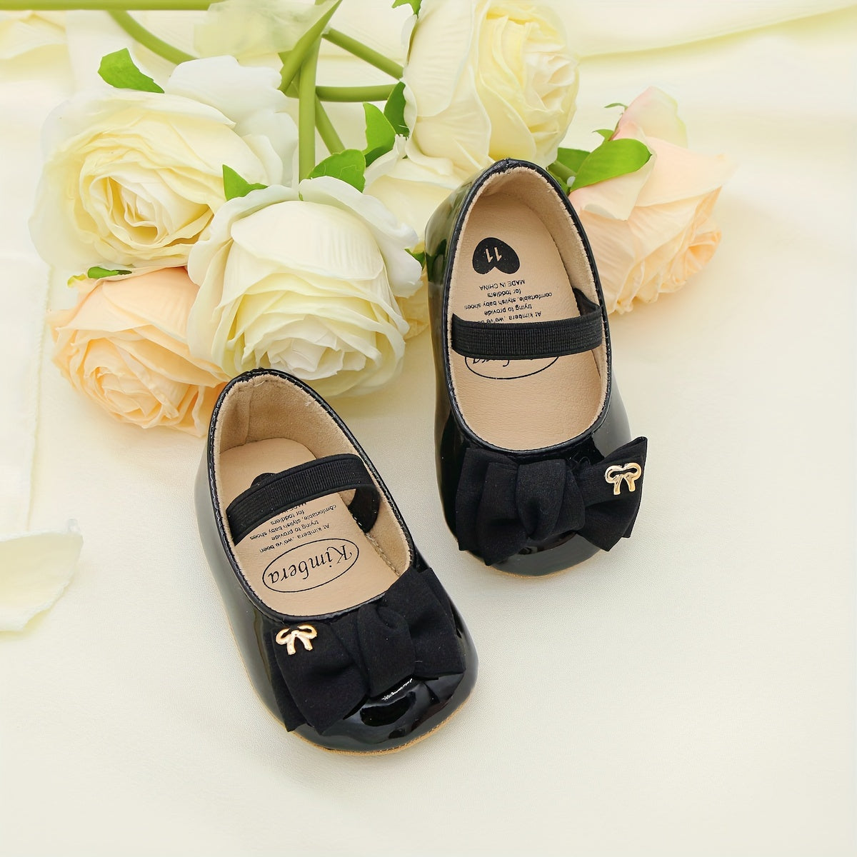 Zapatos de niña Mary Jane con lazo, suela plana antideslizante para interior y exterior, primavera y otoño