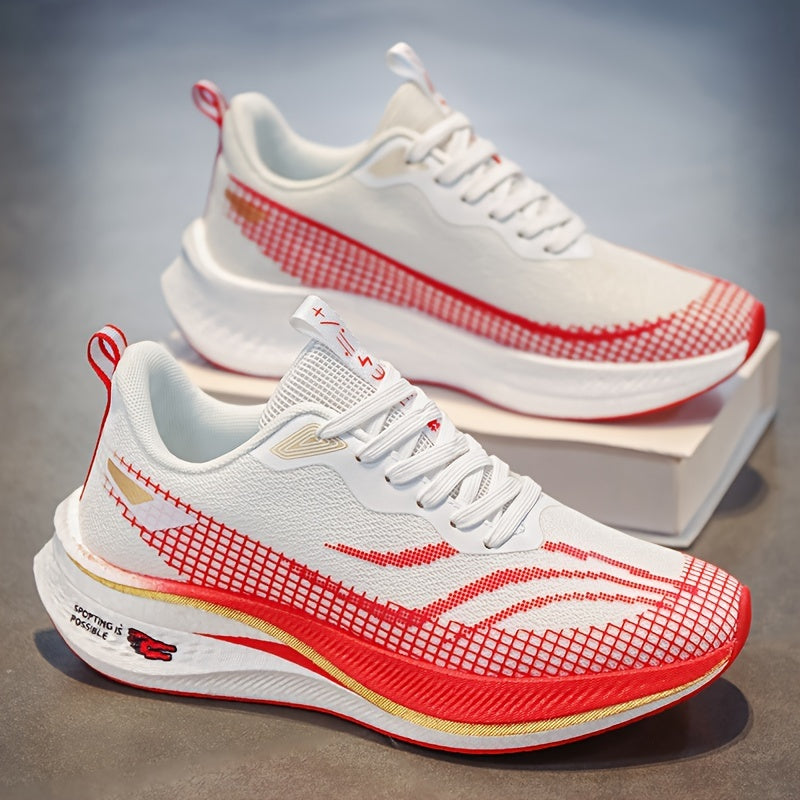 Men's Running Shoes with Gradient Striped Design Lightweight Casual Sneakers for Outdoor Training