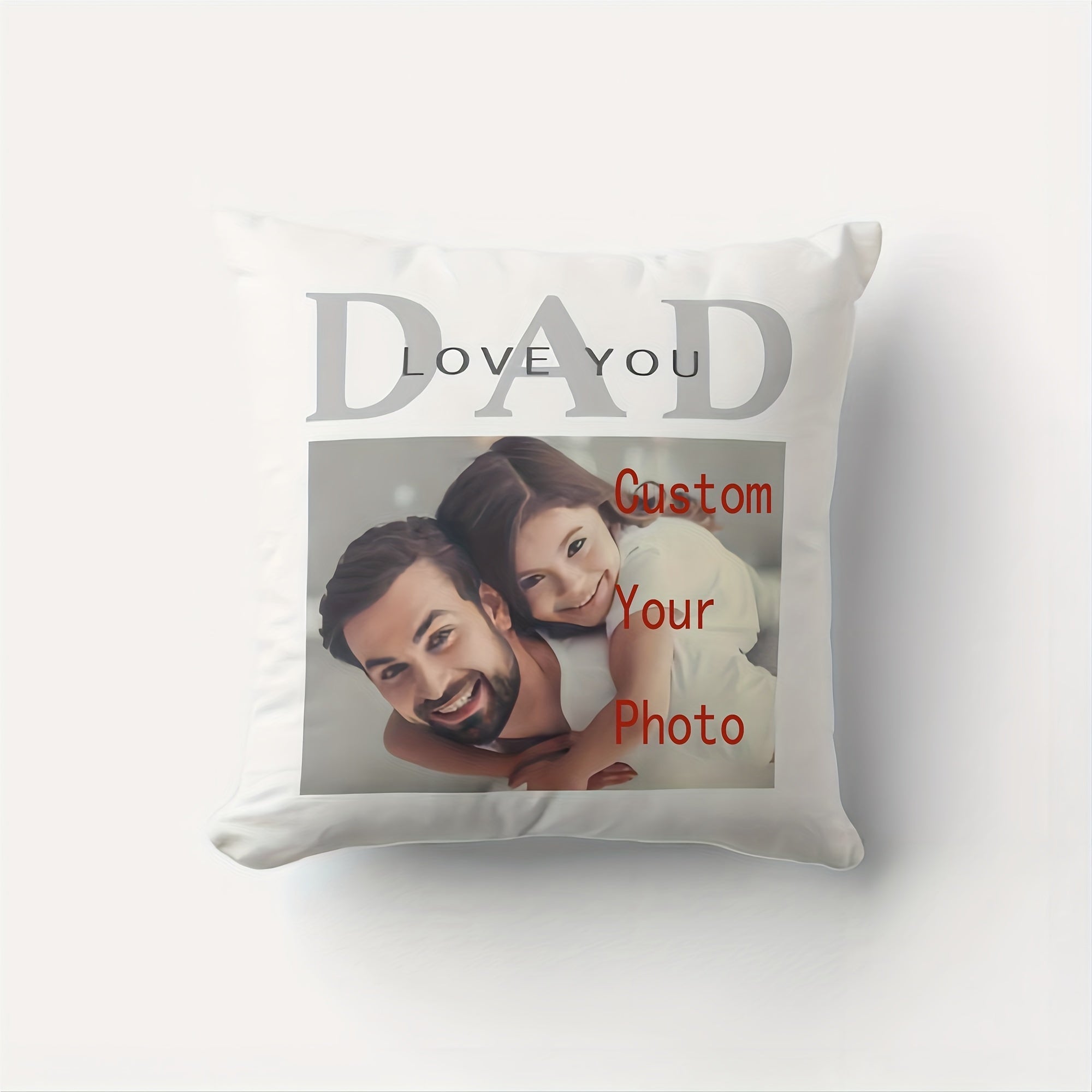 Funda de almohada personalizada con la frase "Love You Dad" 45.72x45.72 cm, cojín decorativo de felpa corta