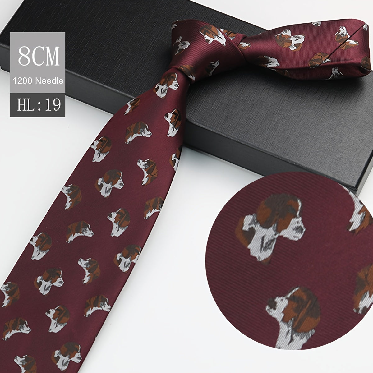 Men's Red Polyester Necktie 8cm Wide for Weddings and Business Events