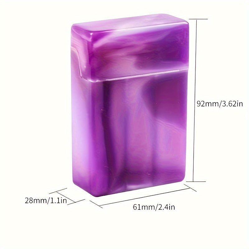 Men Durable Plastic Flip-Top Cigarette Case with Lighter Storage in Blue or Purple