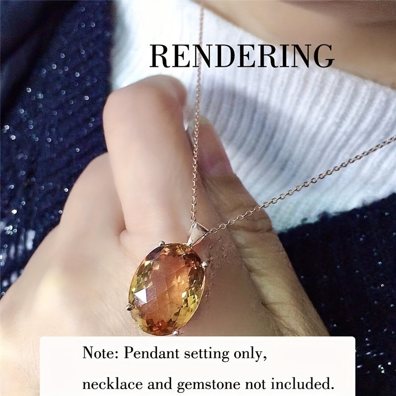 Sterling Silver Oval Prong Bezel Setting for DIY Pendant Charm Tray Various Sizes