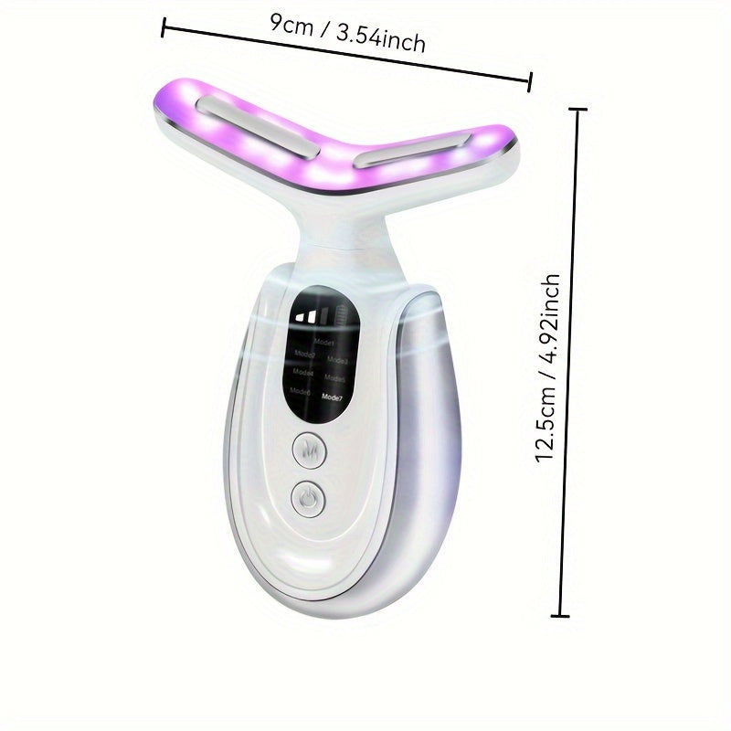 USB Rechargeable Massager with 7 Modes Heating Function Pink and White Portable Relaxation Tool