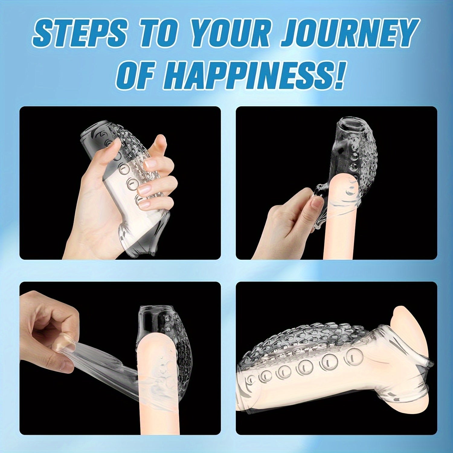 Men's Penis Sleeve, Crystal or Wolf Tooth Style, Reusable, Grainy and Bulging Sensation