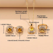 Women’s Jewelry Set with Square Earrings Rings Necklace Bracelets for Weddings and Parties