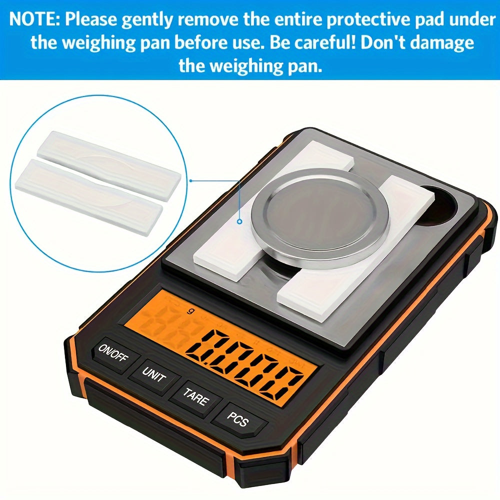 Mini Pocket Jewelry Scale 0.001g Food Safe with Calibration Weights and Tweezers