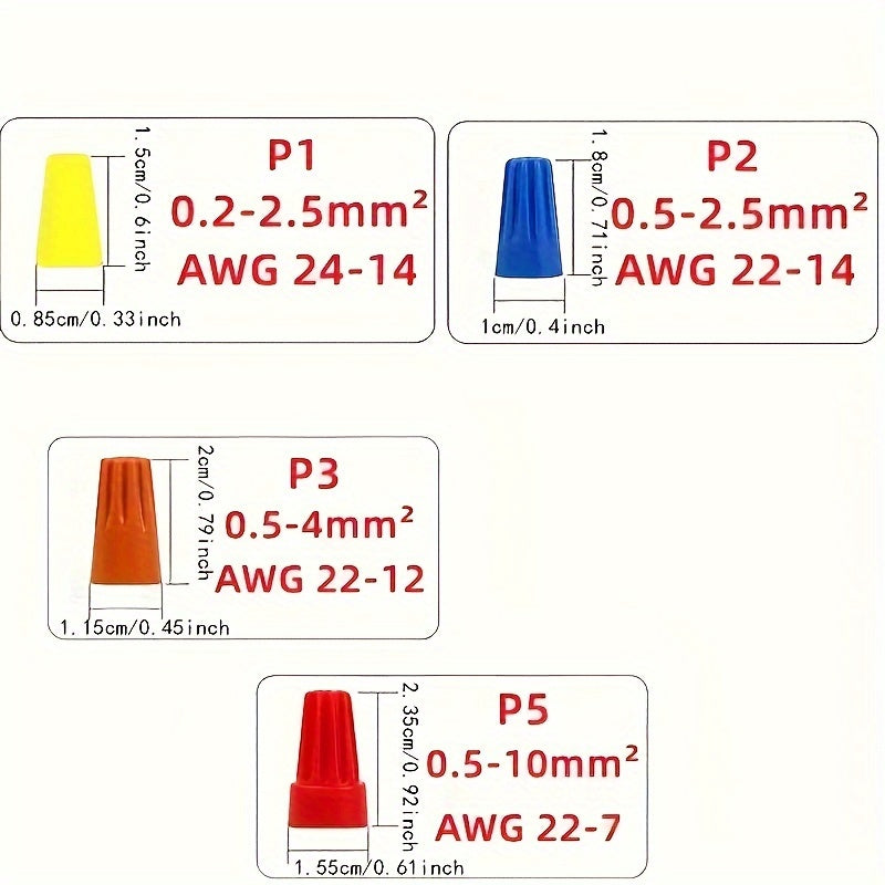 40pcs Electrical Wire Connectors Stainless Steel Spring PVC Flame Retardant Housing