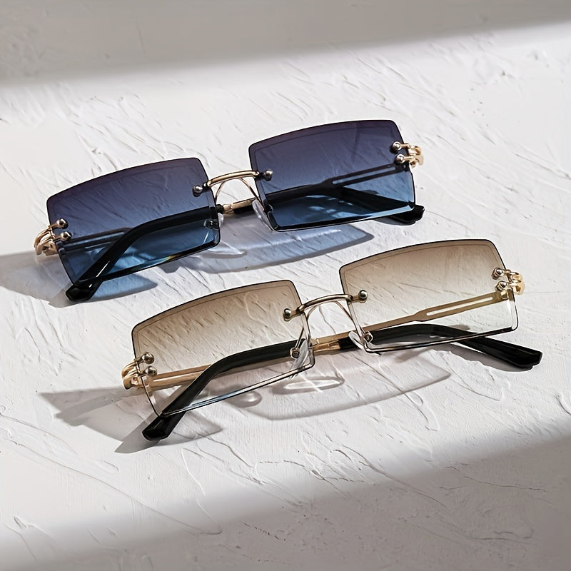 Erkaklar uchun to'rtburchak ramkasiz shisha to'plami, zamonaviy va vaqt o'tmas ko'zoynaklar