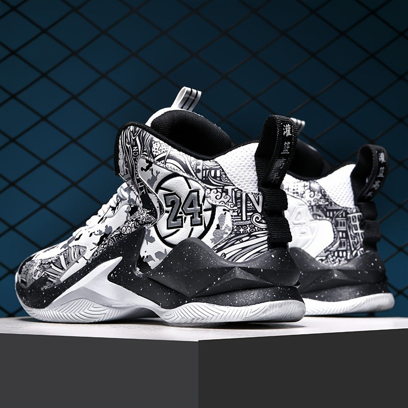 Erkaklar uchun yuqori to'plangan basketbol krossovkalari - qulay, sirpanmaydigan, mustahkam bog'ichli, barcha mavsumlar uchun.