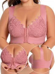 Бюстгальтер без швов для полных женщин с беспроводной поддержкой и эффектом пуш-ап с водорастворимым цветочным принтом