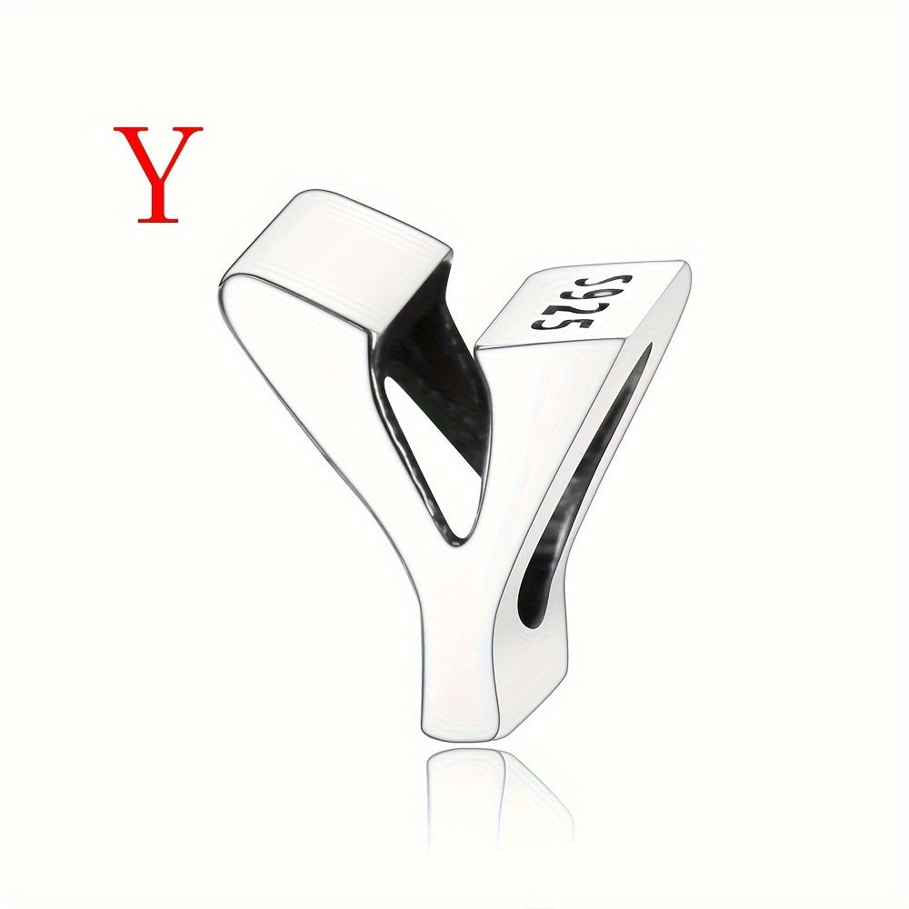 925 Sterling Silver Alphabet Letter Charms Beads for DIY Jewelry Making