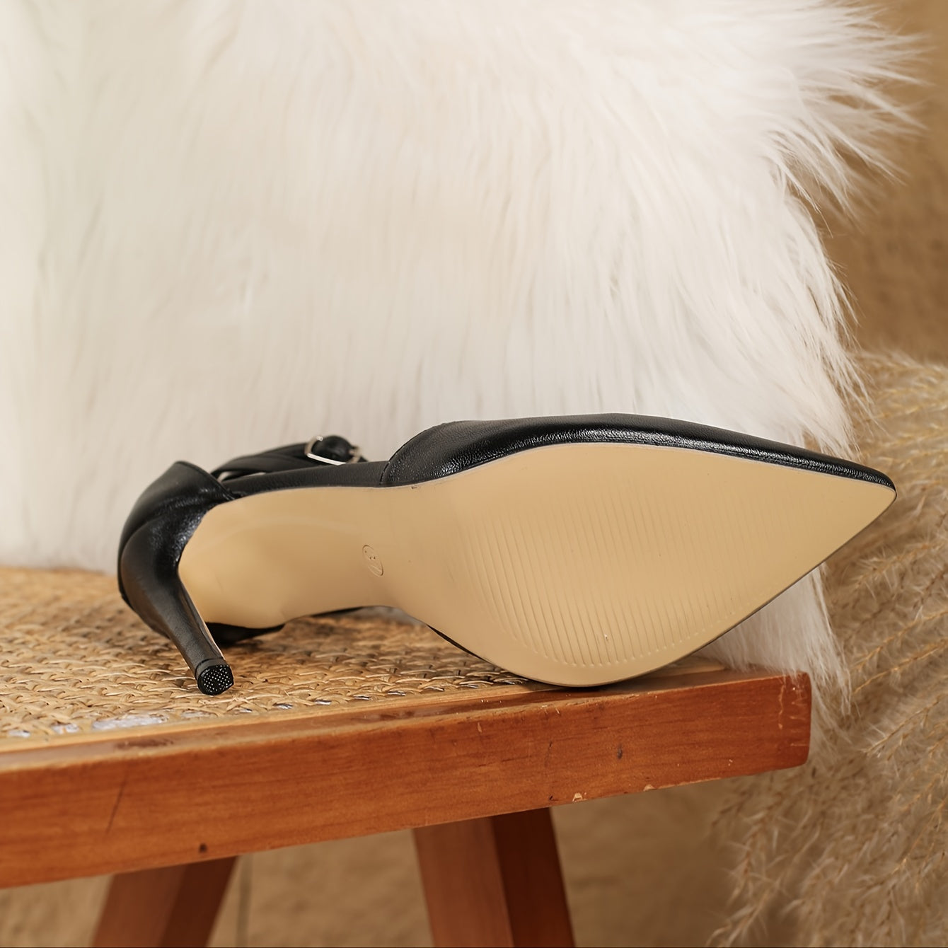 Women's Pointed-Toe Stiletto Heels Ankle Straps Rubber Sole All-Season