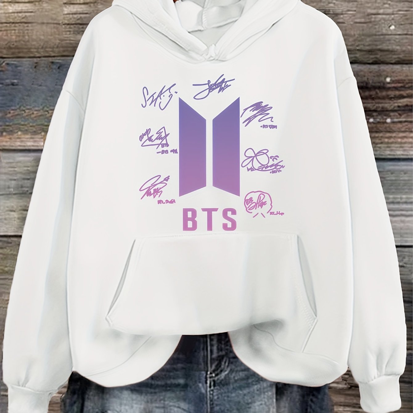 Women's Fall Winter Hoodie Polyester Pullover with Graphic Print and Front Pocket
