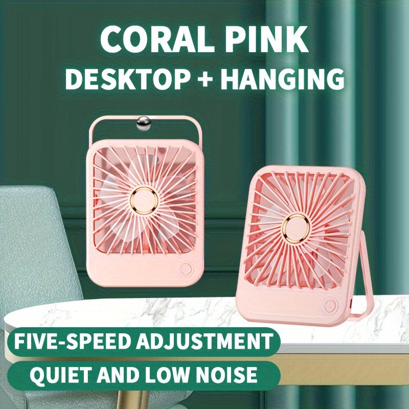 Портативный настольный вентилятор с элегантным белым дизайном, складной на 180°, 5 скоростей, перезаряжаемая батарея, светодиодная ночная лампа, цифровой дисплей - USB питание, долговечная литиевая батарея для дома, офиса, спальни, путешествий, кемпинга.