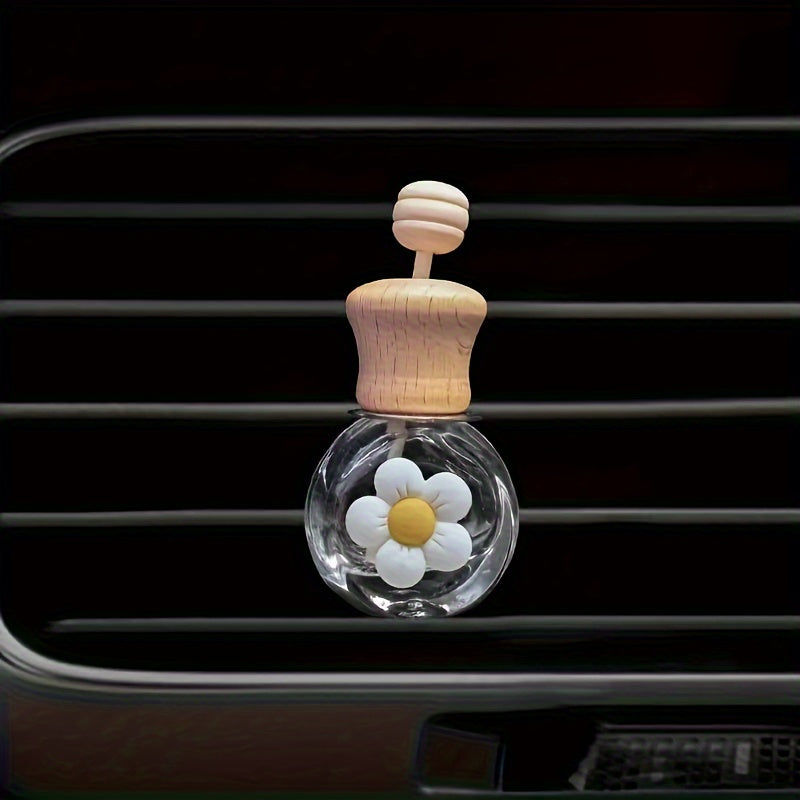 Qayta to'ldiriladigan avtomobil havo yangilovchi, gul bilan bezatilgan shisha shisha, efir moylari uchun diffuzor