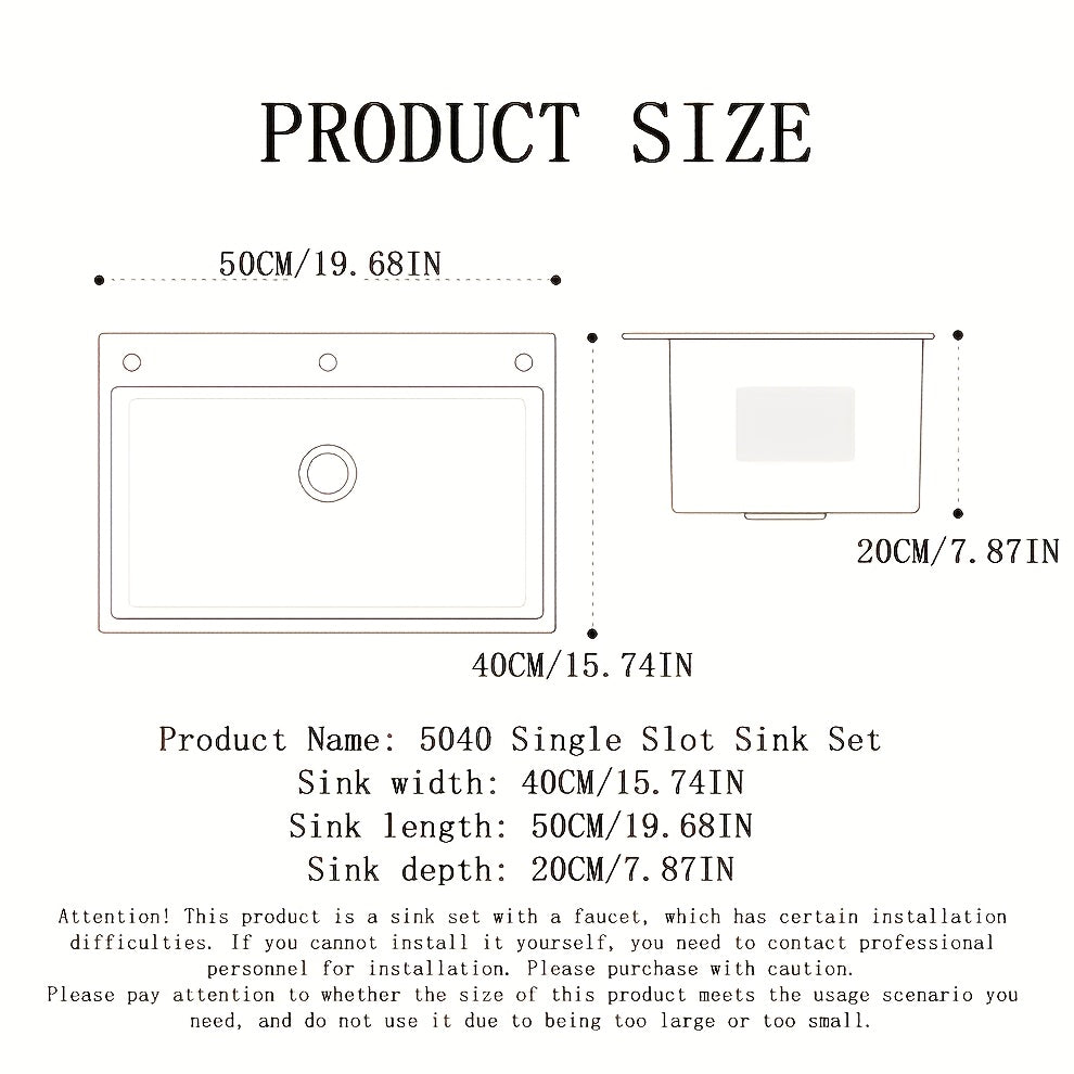 Black Stainless Steel Kitchen Sink Single Bowl Undercounter with Center Drain and Pull-Out Faucet