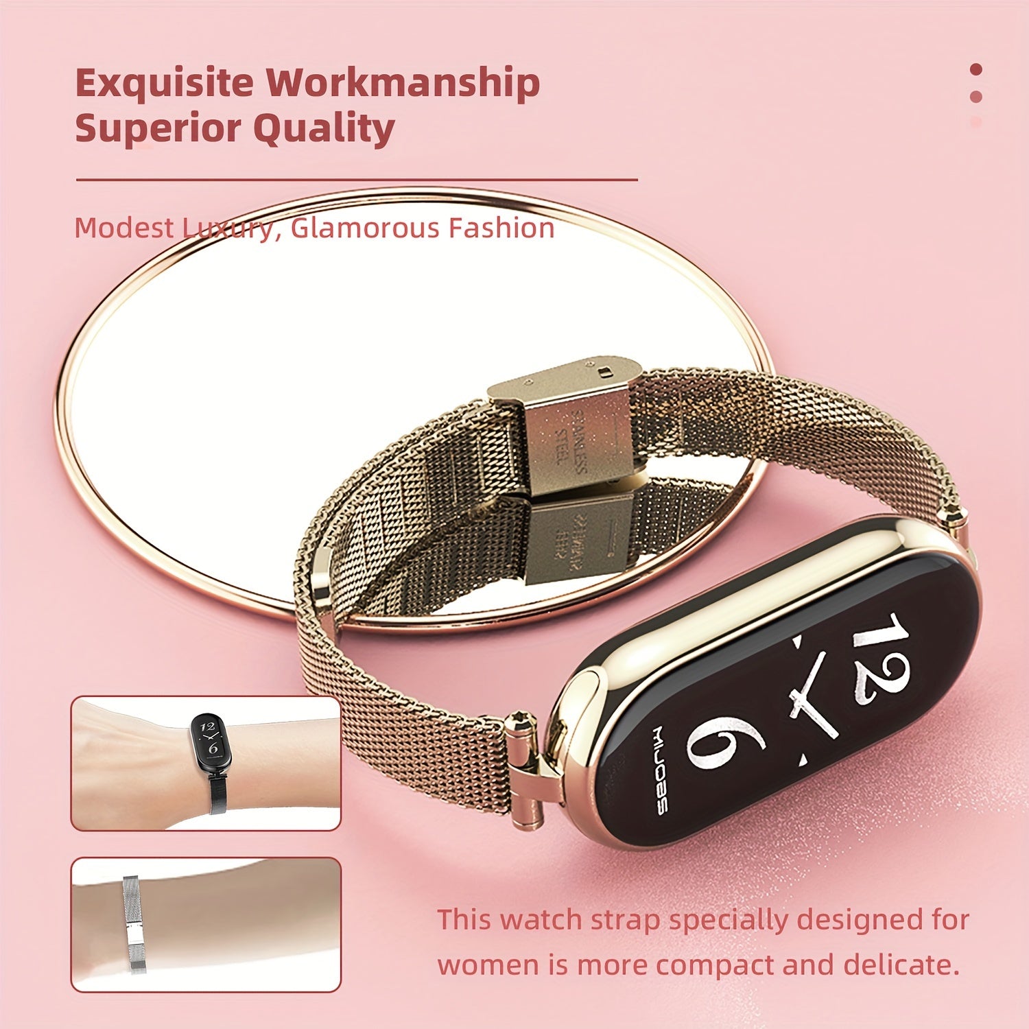 Stainless Steel Milanese Loop Watch Strap for Xiaomi Smart Band 3-9