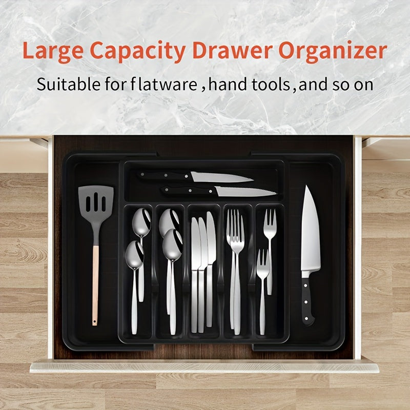 Set of 3 Expandable Silverware Drawer Organizers with Large Storage Space in Black Gray White Pink