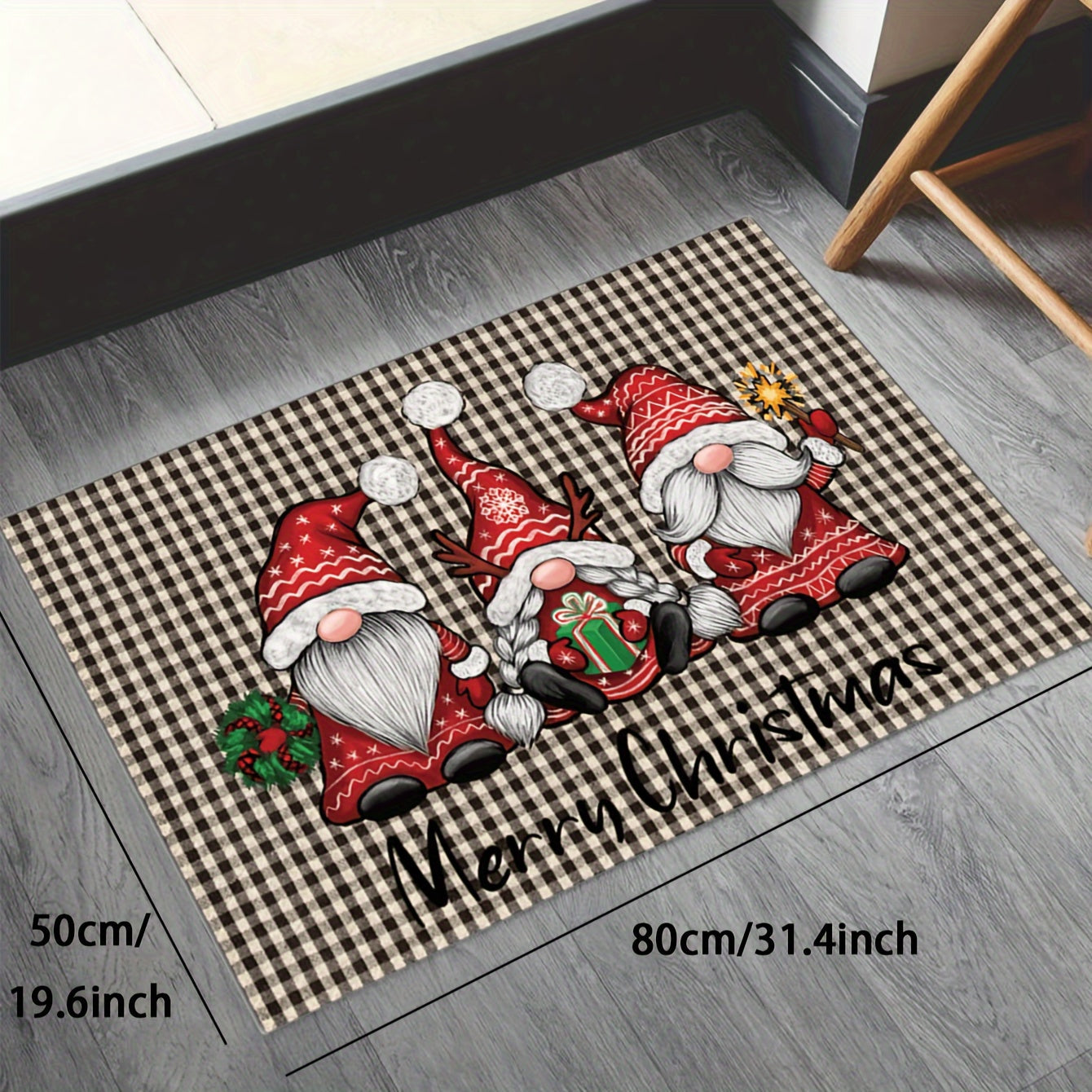 Alfombra de suelo de cristal y terciopelo con Santa Claus de Navidad para sala de estar, dormitorio, cocina y exterior
