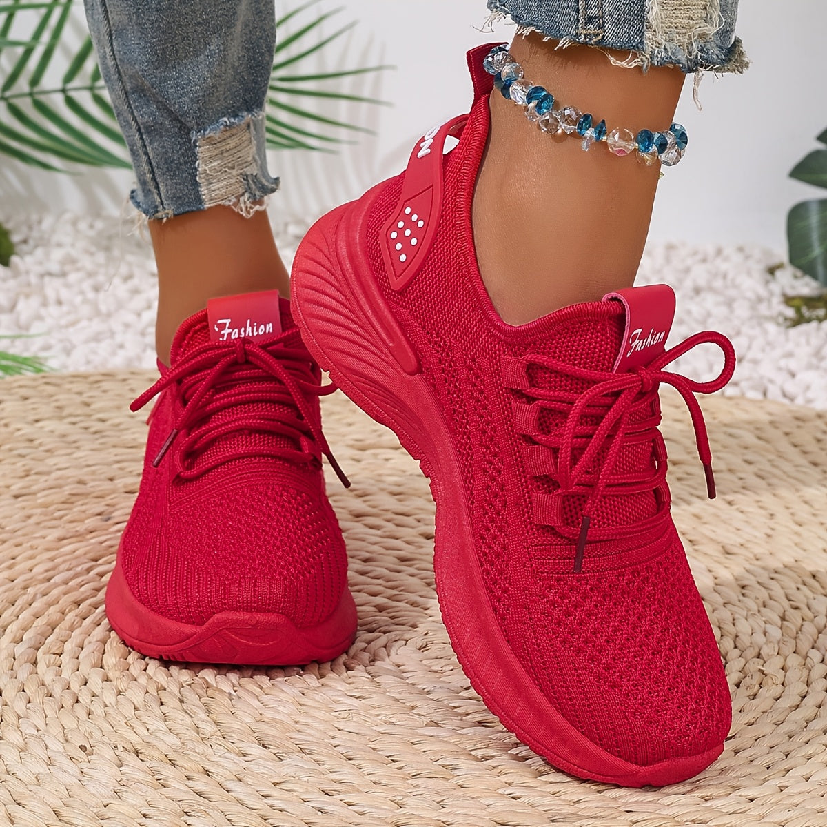Women's White Mesh Breathable Sneakers Low Top Summer Running Shoes