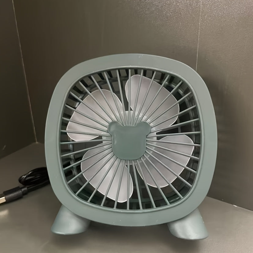 USB-Powered Desktop Mini Fan in White Green Pink for Office Dorm Home Use