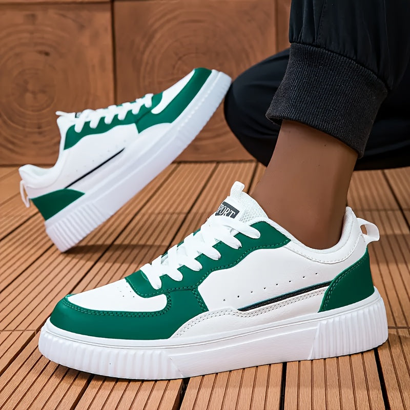 Zapatos de skate casual antideslizantes para hombre, color negro y blanco, suela de EVA, botín bajo, con cordones