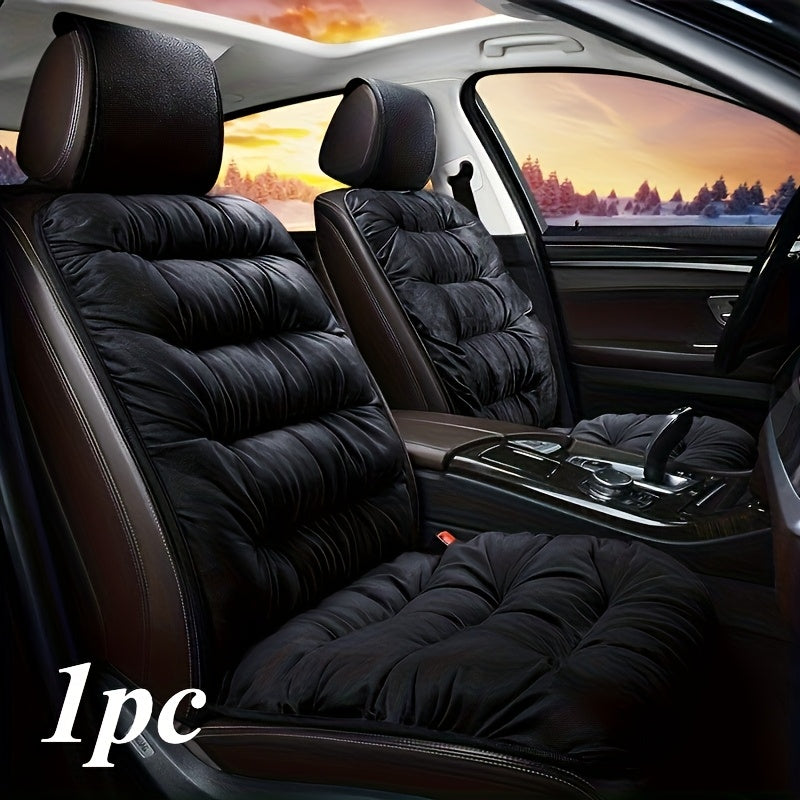 Universal Winter Plush Car Seat Cushion with Backrest Red Black