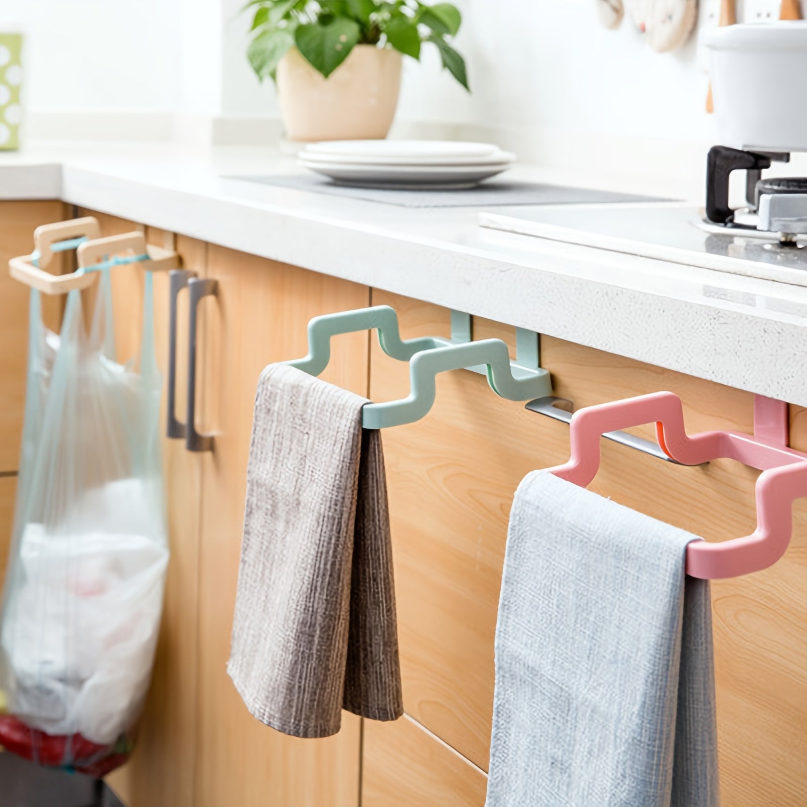 Durable Plastic Storage Rack for Dorms Bathrooms and Kitchens Organizer for Trash Bags Towels and Groceries