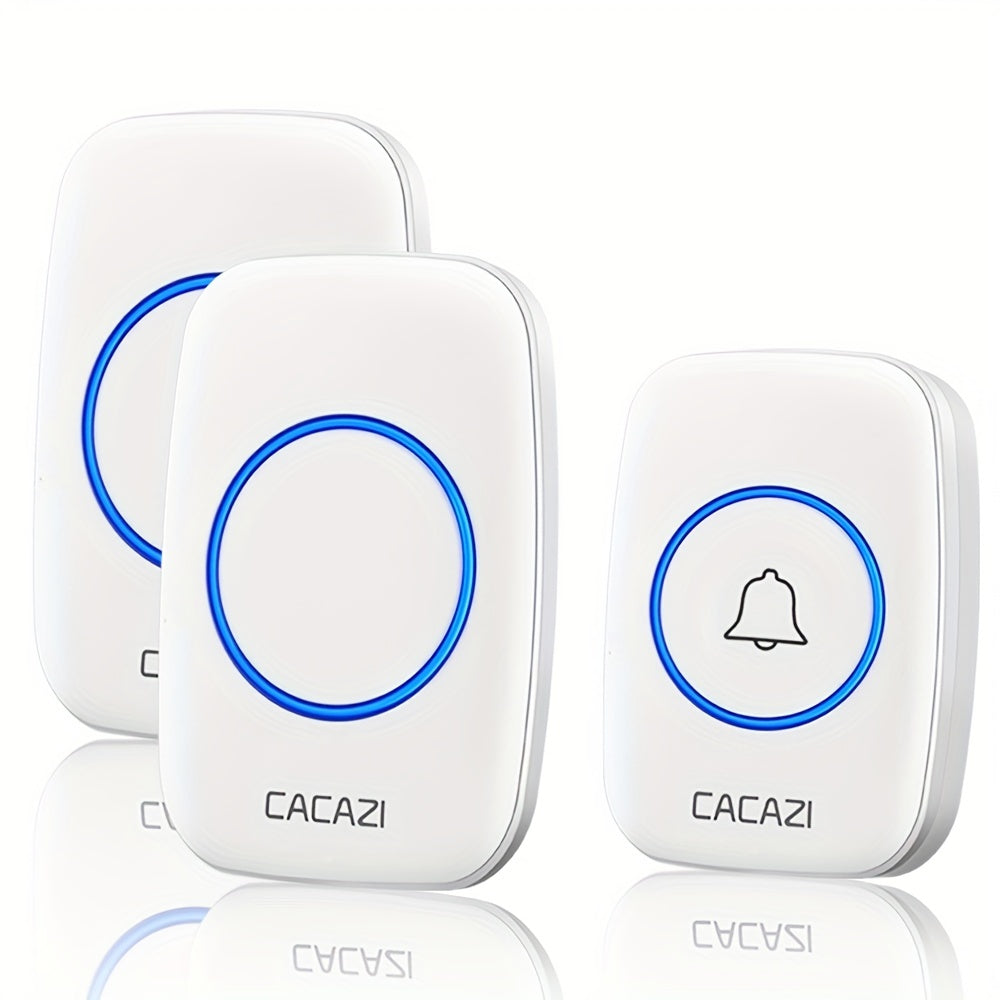 Wireless Doorbell Set with 2 Plug-in Receivers 304.8m Range 60 Melodies Volume Control EU Plug